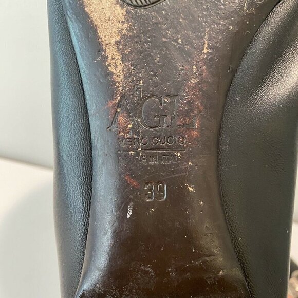 AGL Ballet Flats Shoes Black Buckle Cap Toe 39 - Picture 8 of 10